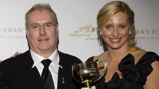Andrew McManus with TV personality Johanna Griggs at a Victoria Racing Club dinner in 2008.