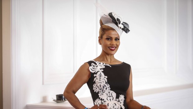 Real Housewife Pettifleur Berenger makes a black and white statement at Flemington.