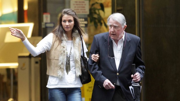 Former NSW premier, the late Neville Wran, with his daughter Harriet in 2011.