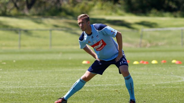 True blue: Sydney FC’s Marc Janko during a training session