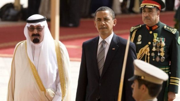 Uneasy alliance: US President Barack Obama is welcomed by King Abdullah of Saudi Arabia in 2009.