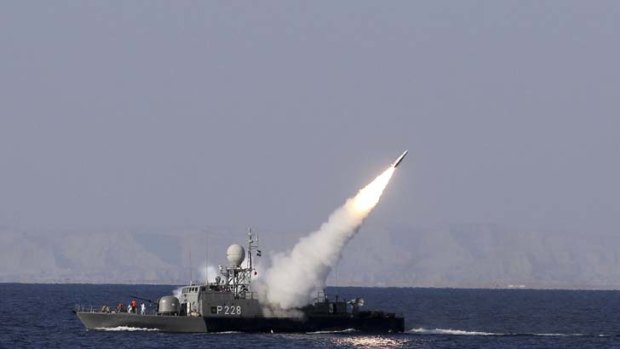 Naval exercise ... a new medium-range missile is fired from a naval ship on the Sea of Oman in southern Iran, January 1, 2012.