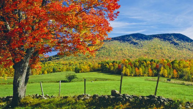 Rolling hillside country of New Hampshire, USA.