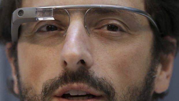 Google co-rounder Sergey Brin wears a pair of Google Glass.
