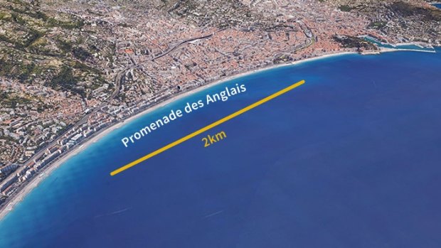 This is how far the driver travelled along the Promenade des Anglais.
