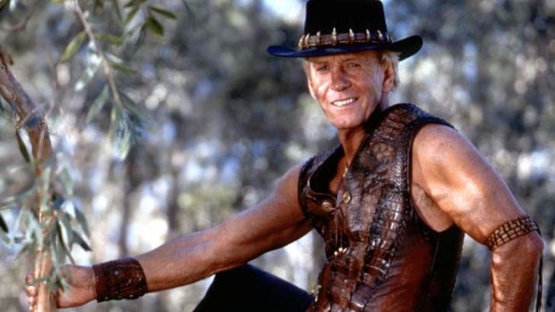 Actor Paul Hogan is pictured as 'Crocodile Dundee'.