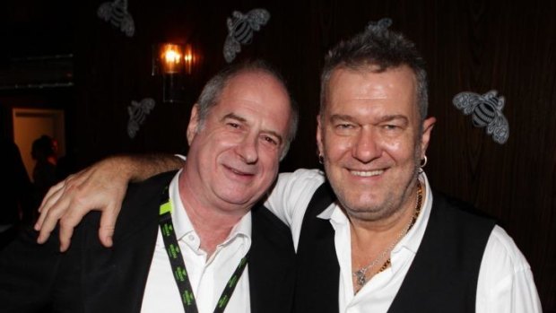 Jimmy Barnes, right, with the godfather of Australian rock'n'roll, Michael Gudinski, in 2013 