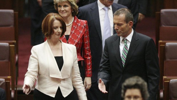 Burbgate ... Julia Gillard and Tony Abbott at odds over the north shore.