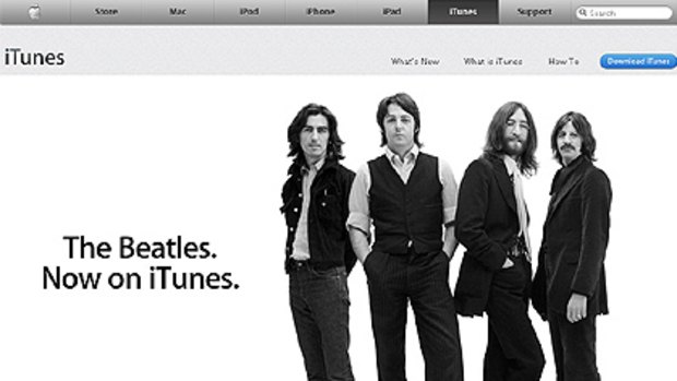 No longer forbidden fruit ... A screen shot of the iTunes website, where the Beatles are being promoted heavily.