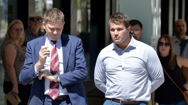 Gable Tostee, right, is seen arriving at the Supreme Court on October 19, the third day of jury deliberations.
