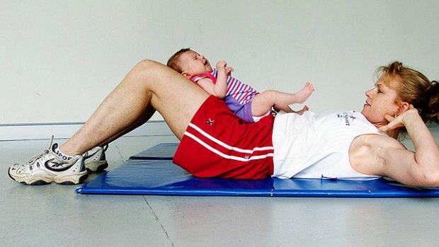 Exercising-after-childbirth tip: Leave the baby at home.