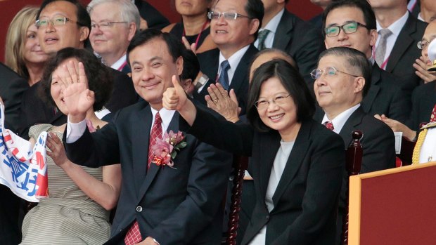 Taiwanese President Tsai Ing-wen, right, and Legislative Speaker Su Jia-chyuan, during National Day celebrations in October.