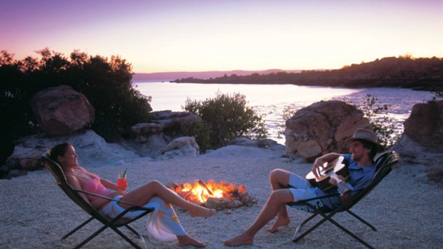 Rustic chic ... sunset at Kimberley Coastal Camp.