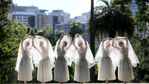 Dancers from the Australian Ballet dance 'Giselle' in Brisbane's Botanic Gardens.