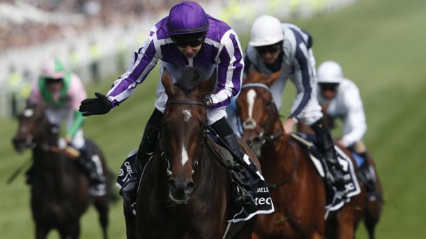 Camelot, ridden by Joseph O'Brien, races for the finish line to win The Derby at Epsom this week.