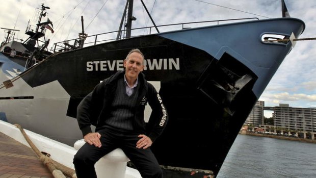 Bob Brown pictured with the Sea Shepherd, Steve Irwin at Circular Quay.