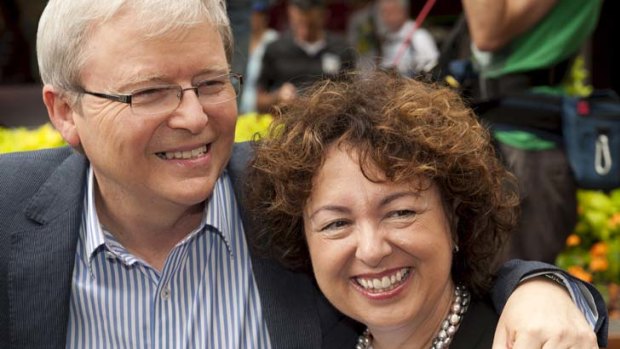 By his side ... Mr Rudd's wife Therese Rein.
