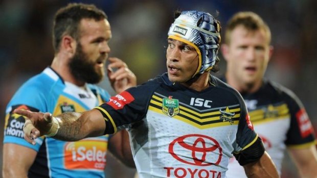 Captain grumpy: Johnathan Thurston was not happy with his side's loss to the Gold Coast on Monday night.