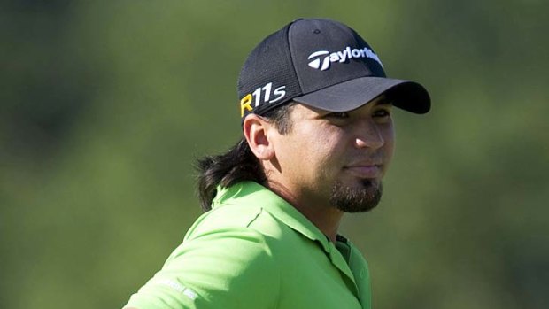 Jason Day on the 18th green during a practice round at Augusta National Golf Club.