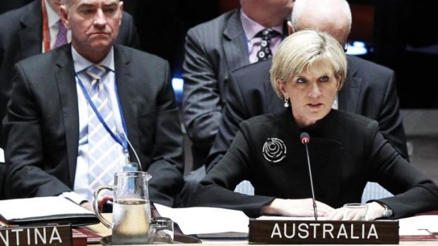 Avoiding a time frame: Foreign Affairs Minister Julie Bishop at the Security Council.