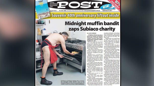 The Post got the scoop on the mystery muffin man. The frontpage photo is a re-enactment of the scene.