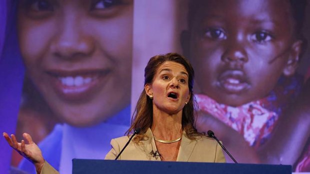 Melinda Gates speaks at the London Summit on Family Planning.