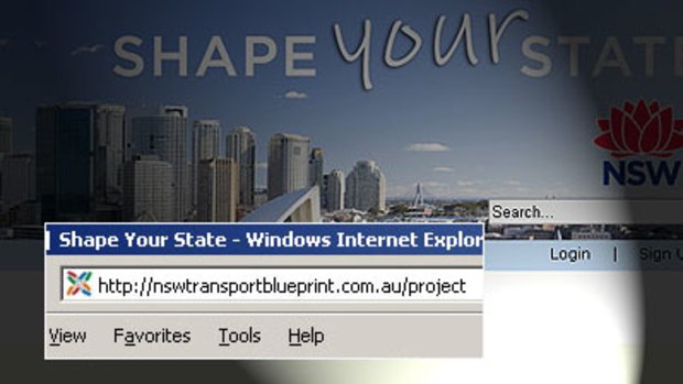 The government site they didn't want you to see ... all a reader had to do was type http://nswtransportblueprint.com.au/project into their computer's address bar and tap 'enter'. Some hack.