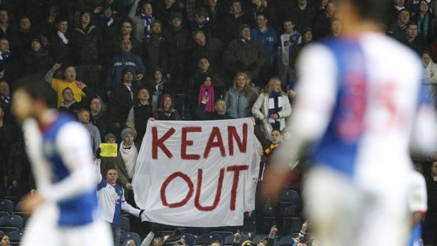 Blackburn fans make their views clear during the 2-1 defeat to Bolton.