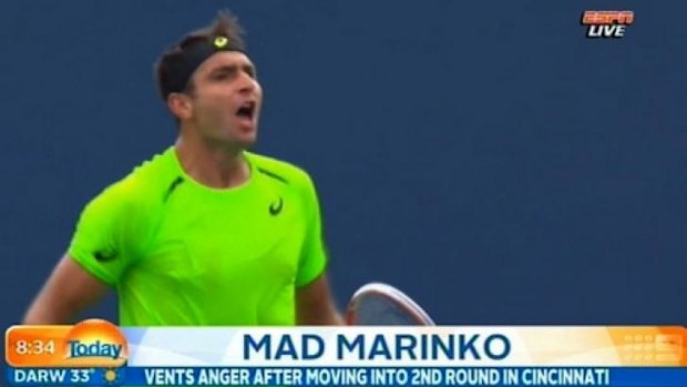 Marinko Matosevic has a meltdown at the Cincinnati Masters, taken from a TV screengrab.