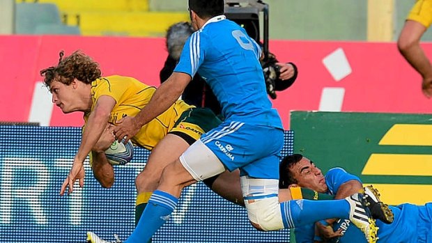 Two from two ... Nick Cummins scored his second try in as many weeks for the Wallabies.
