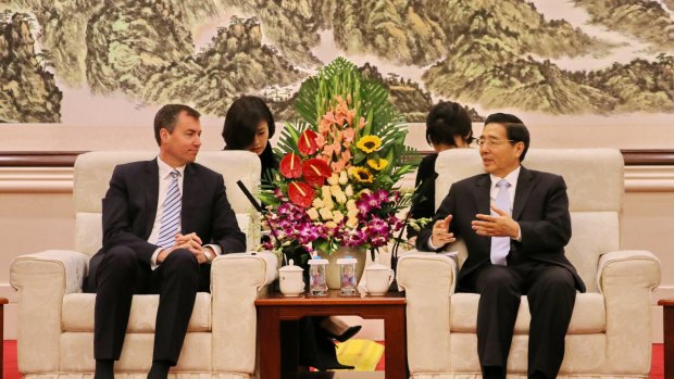 Justice Minister Michael Keenan meeting with Chinese Minister of Public Security Guo Shengkun in Beijing in November.