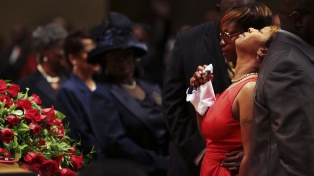 Lesley McSpadden during the funeral for her son Michael Brown.