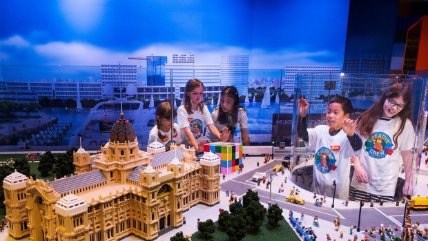 A lego model of the Royal Exhibition Building at the opening of the LEGOLAND Discovery Centre at Chadstone Shopping Centre.