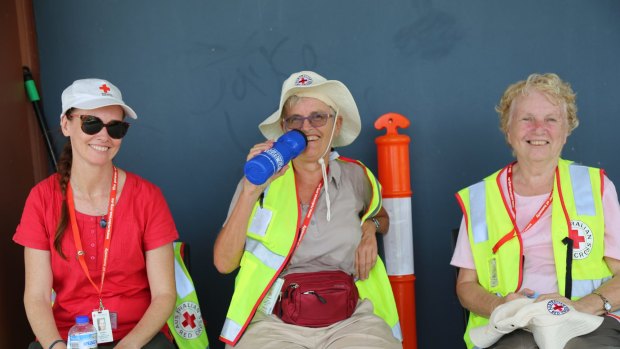 Red Cross volunteers during Cyclone Debbie in Queensland last year.