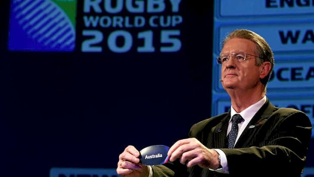 Bernard Lapasset, chairman of Rugby World Cup, draws Australia.