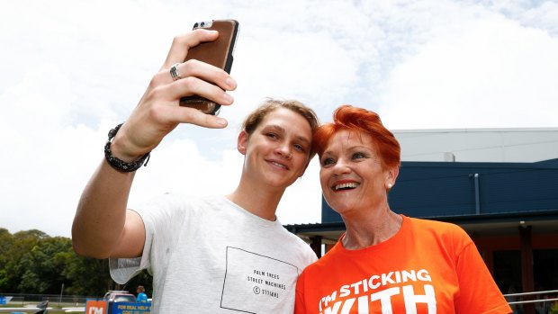 One Nation leader Pauline Hanson on the campaign trail.