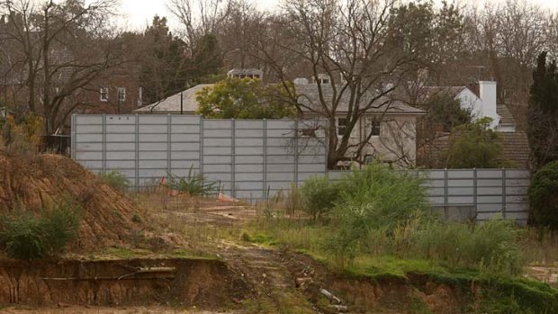 The contentious fence that was erected behind a Malvern property.