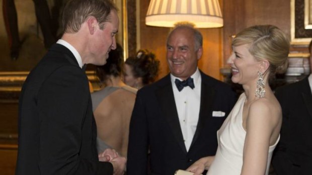 Stars align: Prince William mingles with Cate Blanchett at charity dinner.