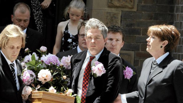 Luke (centre) carries Chloe’s coffin at her funeral in Sydney in November, 2009.