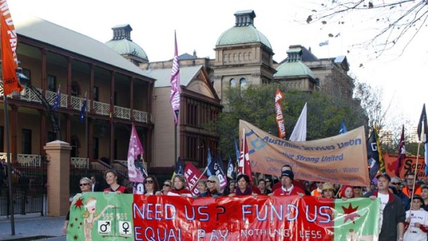 First blood ... the Premier has faced protests over proposed solar bonus cuts and wage rise caps for public servants.