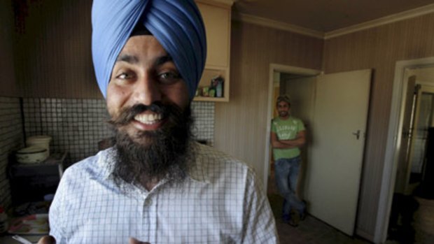 Taran Singh Gill, a Sikh, and brother-in-law Rami Singh at their Springvale home.