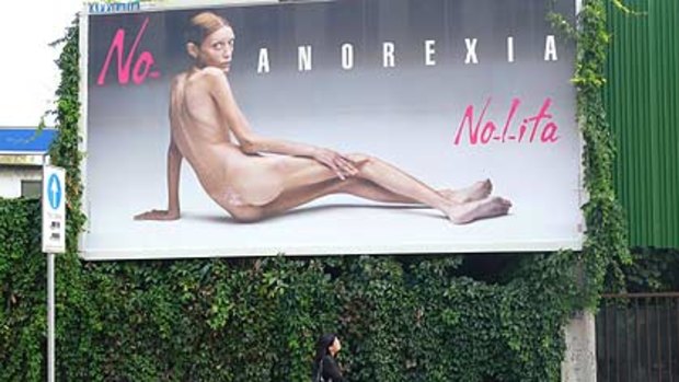 Isabelle Caro in the billboard that sparked controversy.