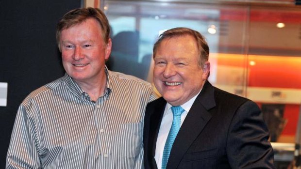 Denis Walter surprises Peter Hitchener with a This Is Your Life-style tribute to the newsreader's four decades at Channel Nine.
