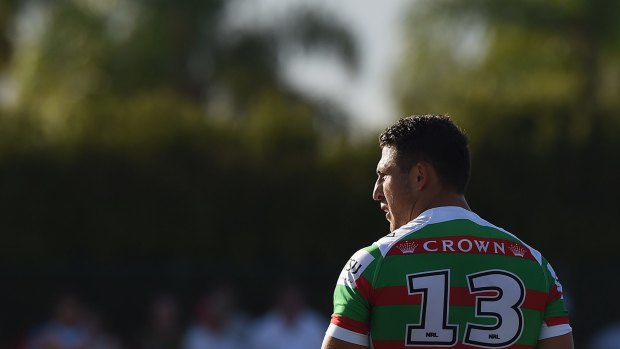 He's back: Sam Burgess made a return for the Rabbitohs in a trial match win over the Titans.