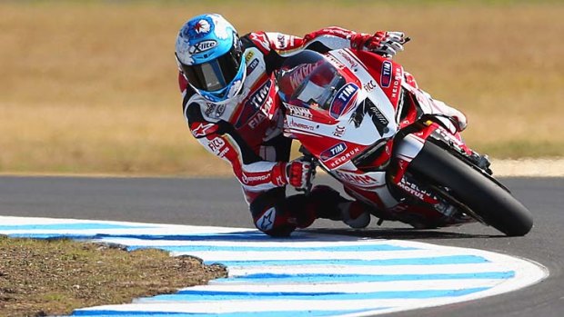 Carlos Checa in action at Phillip Island on Saturday.