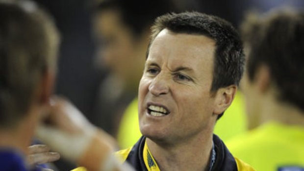 Under pressure ... West Coast's John Worsfold is favourite to be the first AFL coach sacked this season in a market framed by sportingbet.com.au.