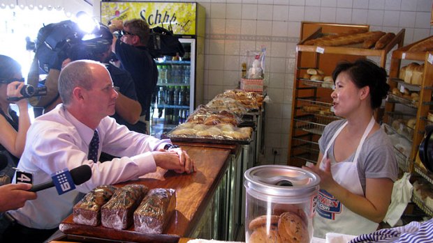 Campbell Newman meets with shopkeepers in Brisbane's northwest.