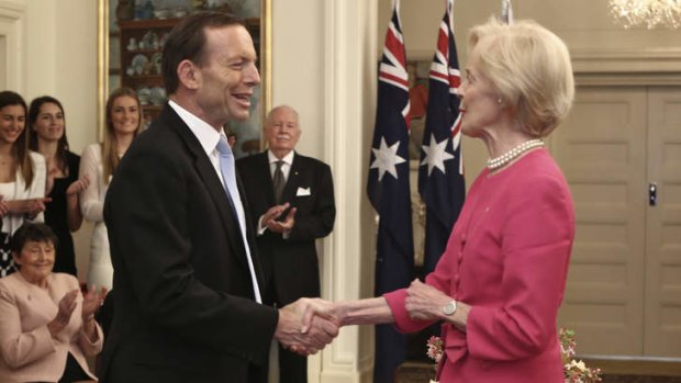Tony Abbott is sworn in as Australia's 28th Prime Minister by Governor-General Quentin Bryce.