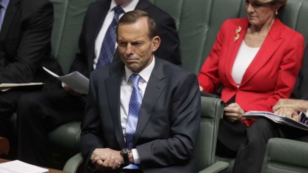 Opposition Leader Tony Abbott reacts as he is compared to Mark Latham.