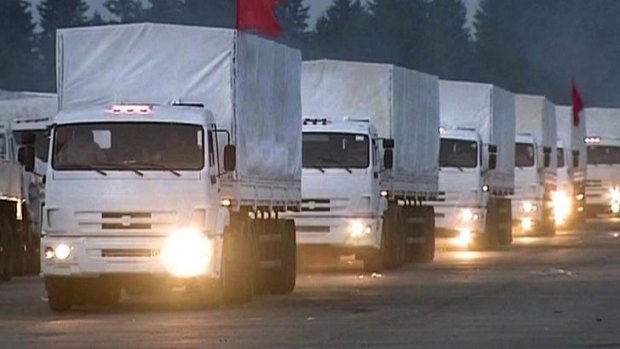 Humanitarian aid trucks leave Moscow for eastern Ukraine.